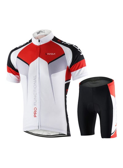 Buy 2-Piece Cycling Short Sleeves Jersey And Padded Shorts Set M in UAE