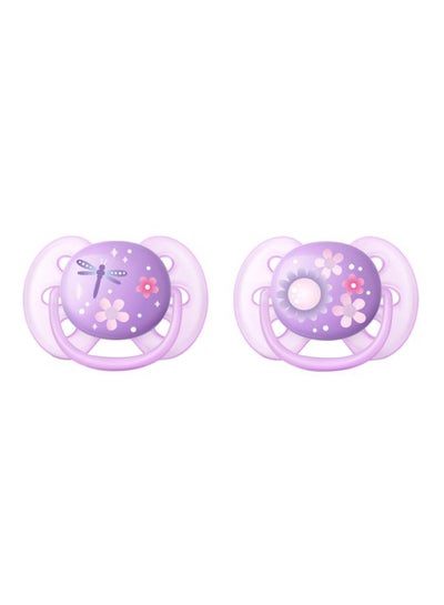 Buy 2-Piece Buddy Bear Ultra Soft Pacifier Silicone Nipples Soothes and Comfort, Purple - 22023 in Egypt