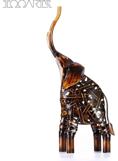 Buy Metal Weaving Elephant Sculpture Brown 45 x 9.5 x 21cm in Saudi Arabia