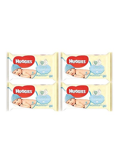 Buy Pure Baby Wipes 4 Packs x 56 Wipes, 224 Count in UAE