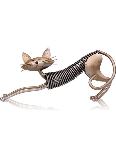 Buy Spring Made Cat Metal Sculpture Silver/Beige 27 x 7.5 x 12.5cm in Saudi Arabia