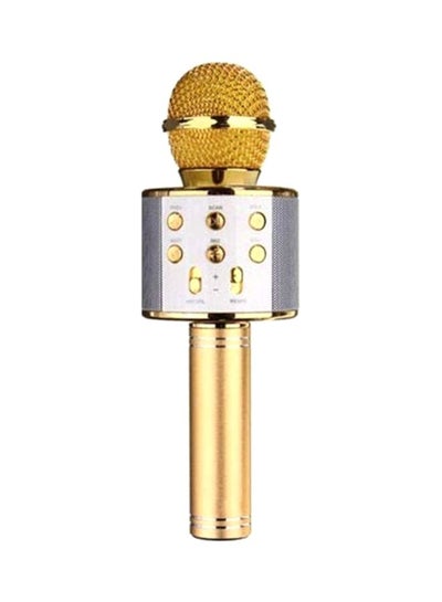 Buy Bluetooth Karaoke Microphone WS-858 Gold/White in UAE