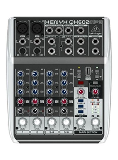 Buy Premium 6-Input 2-Bus Mixer QX602MP3 Grey/Red/Blue in UAE