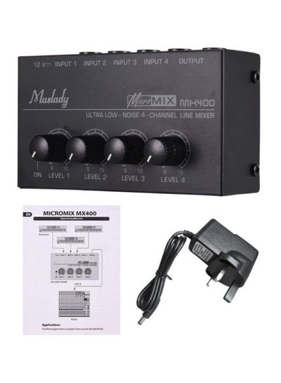 Buy Ultra Compact Low Noise Mono Audio Mixer With Power Adapter And Manual MX400 Black in Saudi Arabia