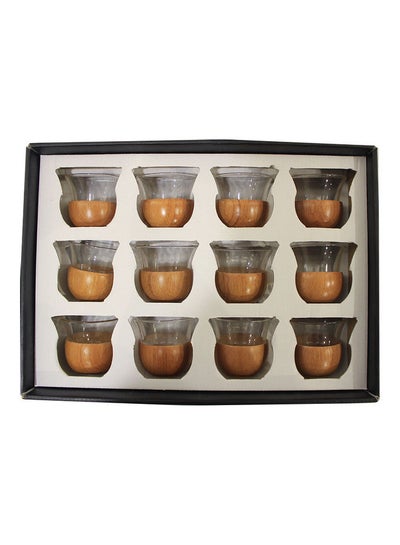 Buy 12-Piece Coffee Cup Set Brown/Clear 100ml in Saudi Arabia