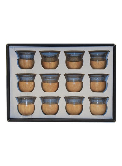 Buy 12-Piece Coffee Cup Set Light Brown 100ml in Saudi Arabia