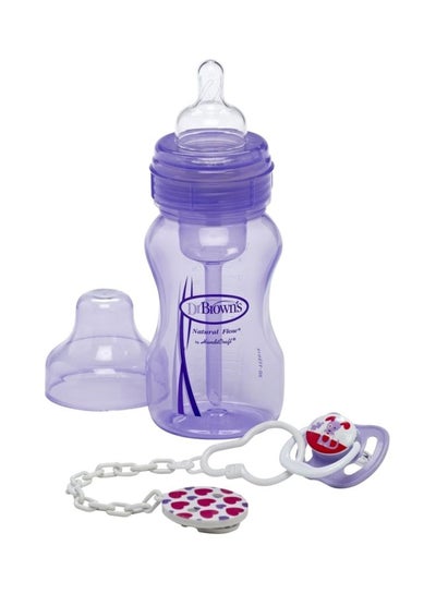 اشتري Wide Neck Feeding Bottle With Soother And Clip في مصر