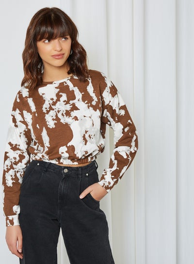 Buy All-Over Print Sweatshirt Brown in UAE