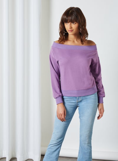 Buy Off-Shoulder Sweatshirt Lila in UAE