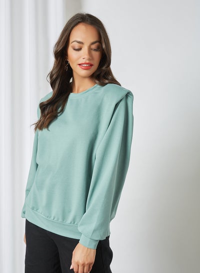 Buy Shoulder Pad Detailed Sweatshirt Mint in UAE