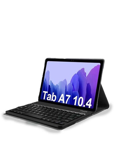 Buy PU Leather Stand Cover With Wireless Keyboard For Galaxy Tab A7 Black in Saudi Arabia