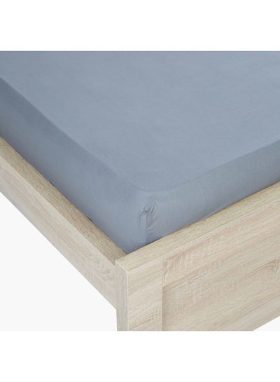 Buy Essential Solid King Fitted Sheet Cotton Grey 180x200cm in UAE