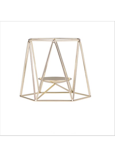 Buy Nordic Iron Geometric Incense Candle Holder Gold 12 x 13cm in UAE