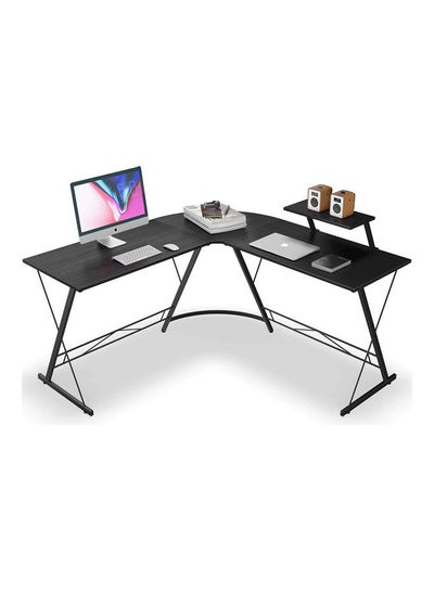 اشتري L Shaped Gaming Desk For Small Spaces Writing And Work Station With Monitor Stand Black 95x58x14.5cm في السعودية