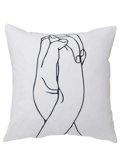 Buy Decorative Printed Pillowcase White/Grey 45 x 45cm in UAE
