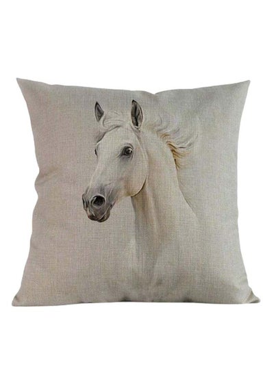 اشتري Long Lasting Luxurious Ultra Soft Decorative Printed Cushion Cover White 45x45cm في الامارات