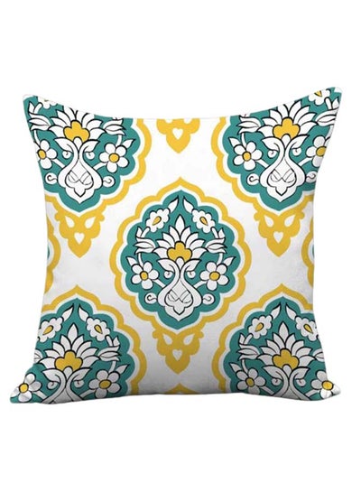 Buy Decorative Printed Pillowcase White/Yellow/Blue 45 x 45cm in Saudi Arabia