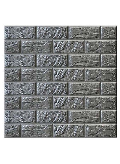 Buy Foam 3D Bricks Wall Sticker Grey 70 x 77cm in UAE