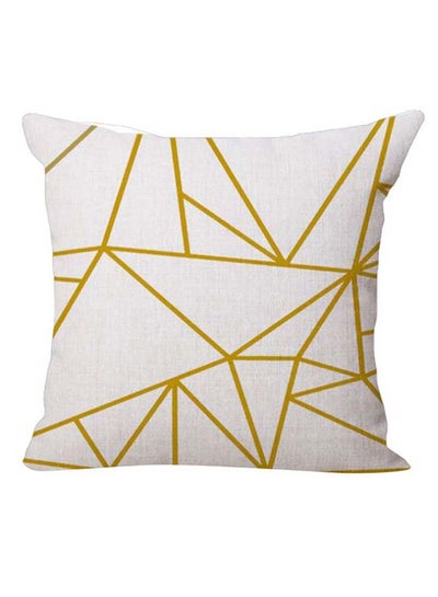 Buy Modern Home Painted Pillow Case Linen White/Yellow in UAE