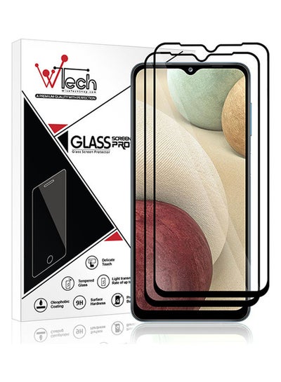 Buy Pack Of 2 Tempered Glass Screen Protectors For Samsung Galaxy A12 Clear/Black in Saudi Arabia