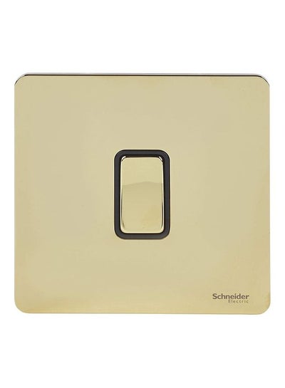 Buy Screwless Flat Plate 10A 1 Gang Intermediate Switch Golden/Black in UAE