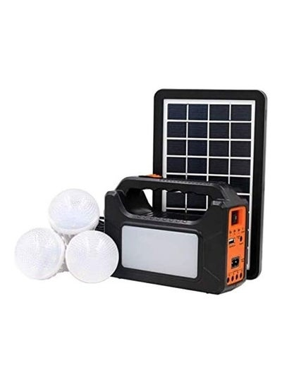 Buy Solar Power Lighting System With Battery And Solar Panel Bulbs Black 18.18×7.24 X12.48cm in Saudi Arabia