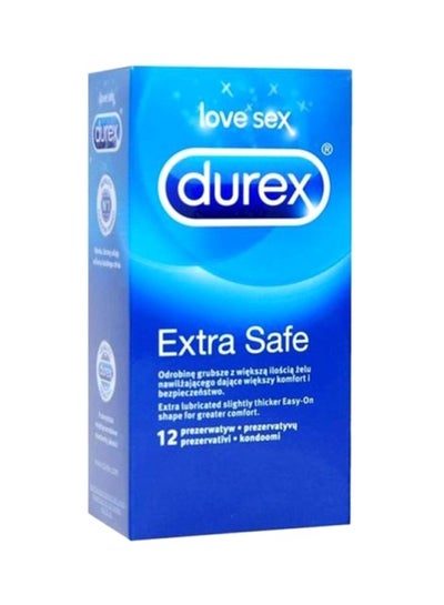 Buy 12-Piece Latex Extra Safe Condoms Multicolour 12Count in Egypt