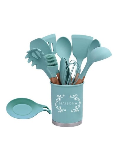 Buy 13-Piece Silicone Kitchen Utensil Set Green in UAE