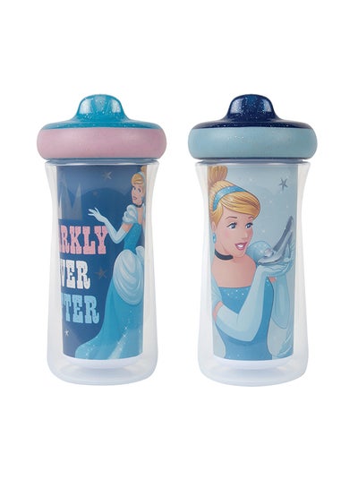 Buy Pack Of 2 Cinderella Insulated Sippy Cup Leak Proof, 9Oz- Pink/Blue- Y11493 in UAE
