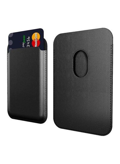 Buy Leather Magnetic Card Holder Compatible with Apple iPhone 12/12  Mini Black in Saudi Arabia