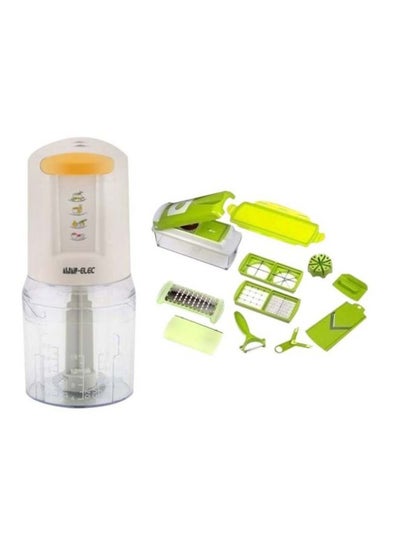 Buy Electric Chopper 300W With Slicer And Fruit Peeler 0.5 L 300.0 W 90562/1-B162 White/Clear/Green in Saudi Arabia