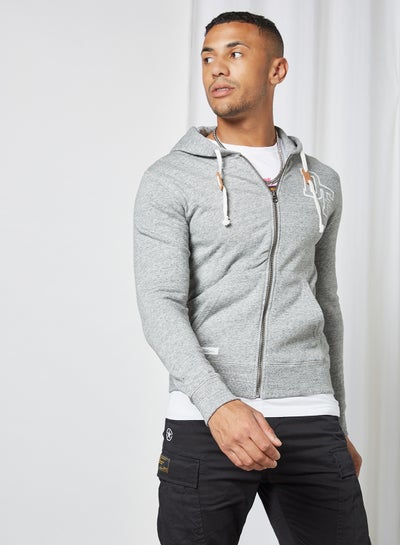 Buy Zip-Up Hoodie Heather Grey in Saudi Arabia