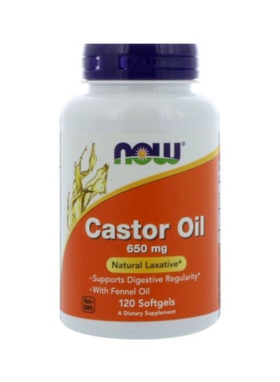 Buy Castor Oil Dietary Supplement 650 mg - 120 Softgels in UAE