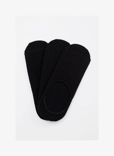 Buy Pair Of 3 Solid Pattern Low Cut Socks Black in Egypt