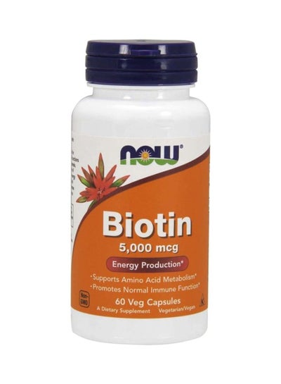 Buy Biotin 5000 mcg Dietary Supplement - 60 Veg Capsules in UAE
