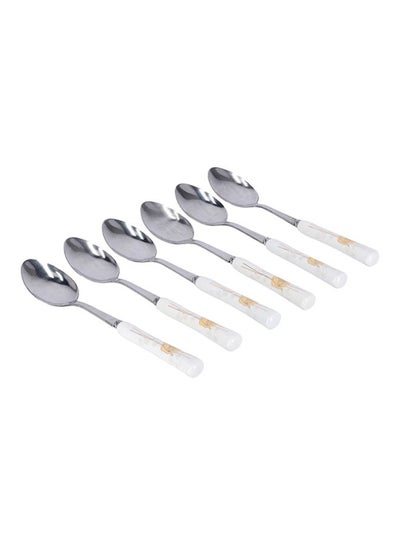 Buy 6-Piece Tea Spoon Set White/Yellow/Silver in UAE