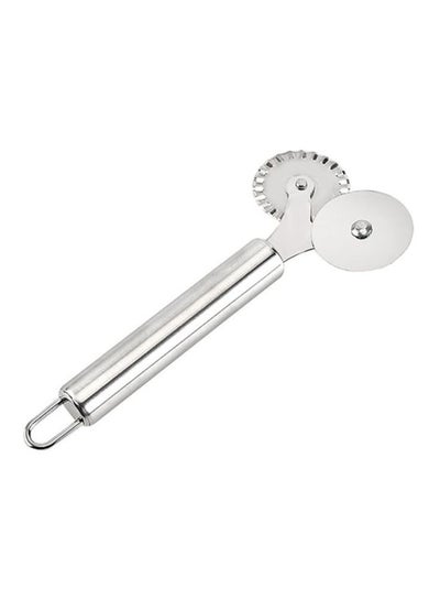 Buy Stainless Steel Double Wheel Pizza Cutter Silver 17.5x7.5cm in Saudi Arabia