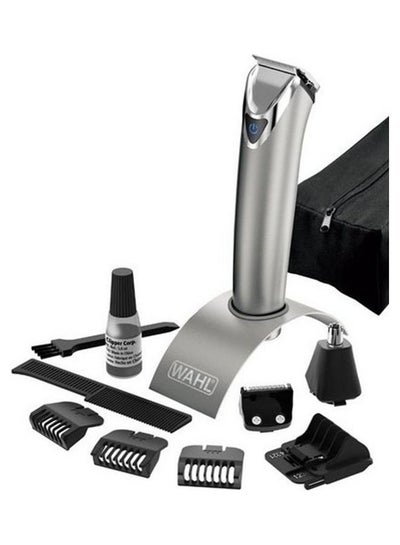 Buy Cordless Stainless Steel Trimmer Set With Storage Pouch Silver/Black in UAE
