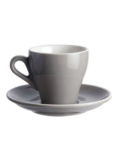 Buy Glazed Coffee Cup And Saucer Grey 12.5x12.5x10.5cm in UAE