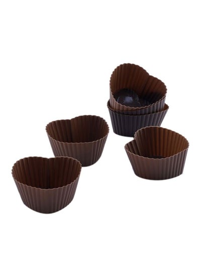 Buy Set Of 6 Terra Silicone Heart-Shaped Muffin Moulds Brown in Saudi Arabia