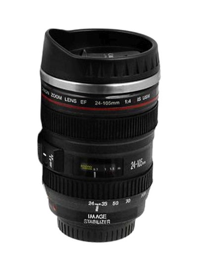 Buy Camera Lens Shaped Coffee Mug With Lid Black/Silver/Red in Egypt