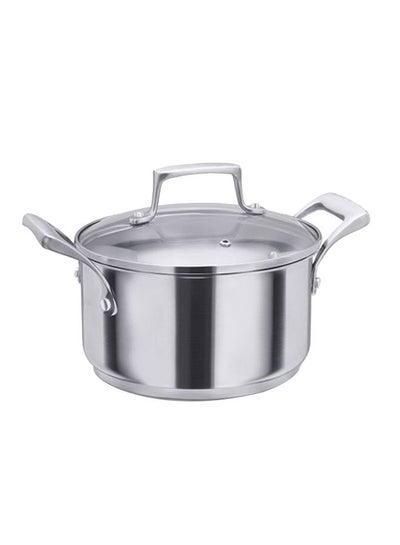 Buy Gourmet Stainless Steel Casserole With Metal Lid Silver 18x9cm in Saudi Arabia