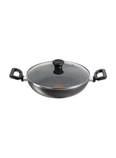 Buy Delicia 28Cm Kadai / Cooking Pot With Lid, Aluminum Non-Stick Black/Clear 28cm in UAE