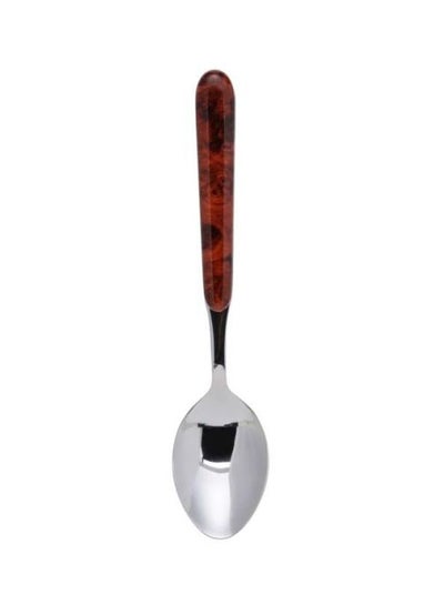 Buy Stainless Steel Dessert Spoon Walnut Handle Brown/Silver in UAE