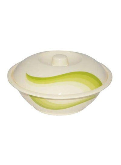 Buy Super Rays Serving Bowl With Lid Beige/Green 10inch in UAE