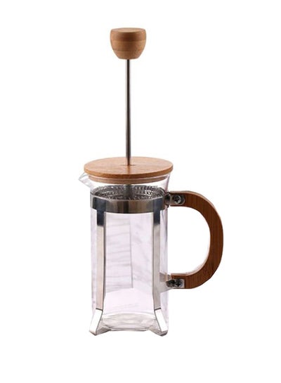 Buy Press Infuser Bamboo Cover With Coffee Pot Clear/Brown/Silver 17.5x8.5cm in UAE