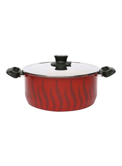 Buy Tempo Flame 30Cm Casserole Stew Pot With Lid, Aluminum Non-Stick Red/Black/Silver 30cm in UAE