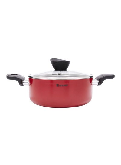 Buy Non-Stick Casserole Dish With Lid Red/Black 20centimeter in UAE