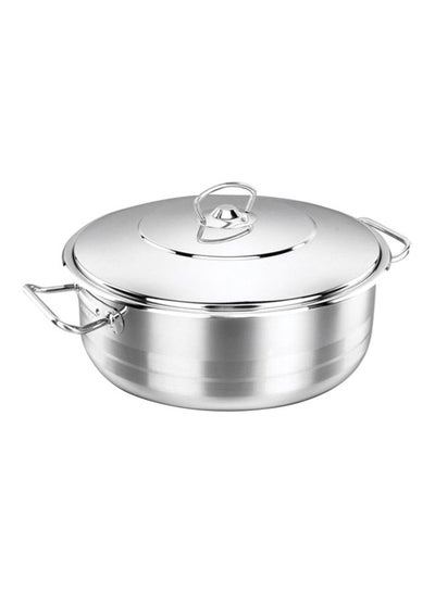 Buy Low Casserole With Lid Silver 20Liters in UAE