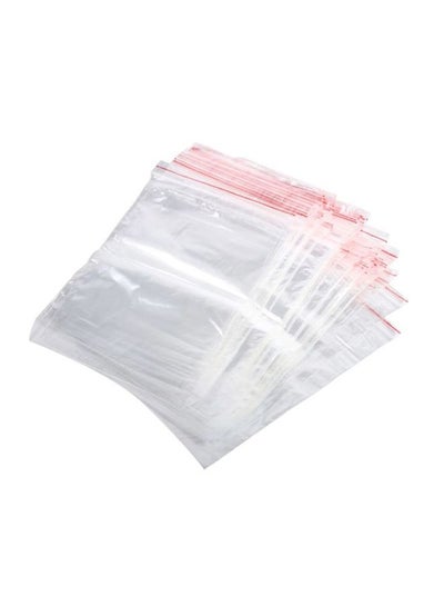 Buy 100-Piece Reusable Zip Lock Plastic Packaging Bags Set Clear 10x15cm in Saudi Arabia